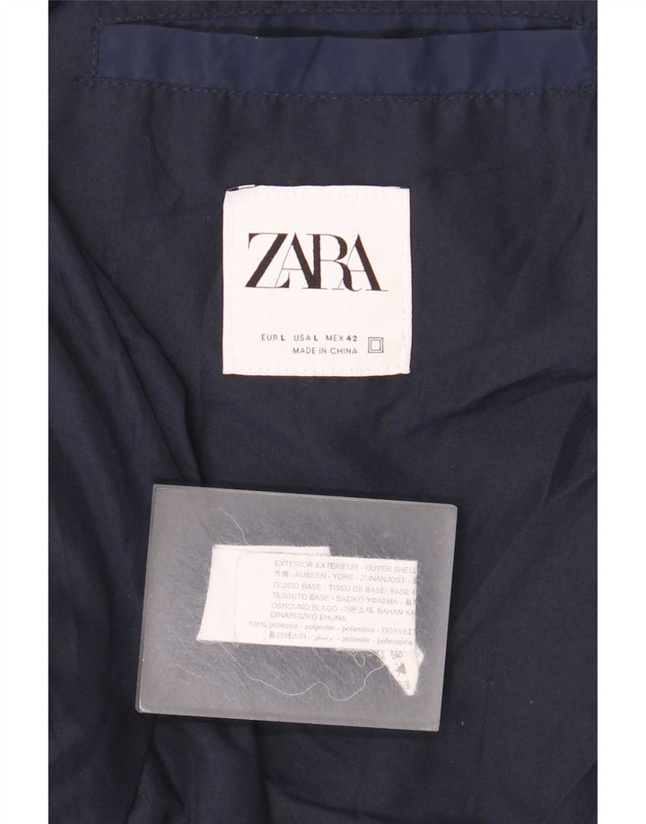 Zara Chaqueta Bomber para Hombre UK 40 Grande Poliéster Azul Marino