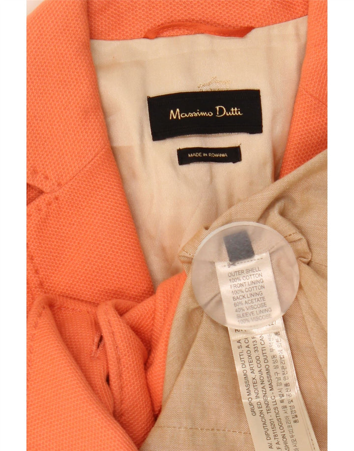 MASSIMO DUTTI Chaqueta Blazer de 1 Botón para Mujer EU 38 Small Naranja Algodón