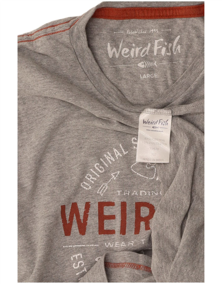 WEIRD FISH Camiseta gráfica para hombre Top grande de algodón gris