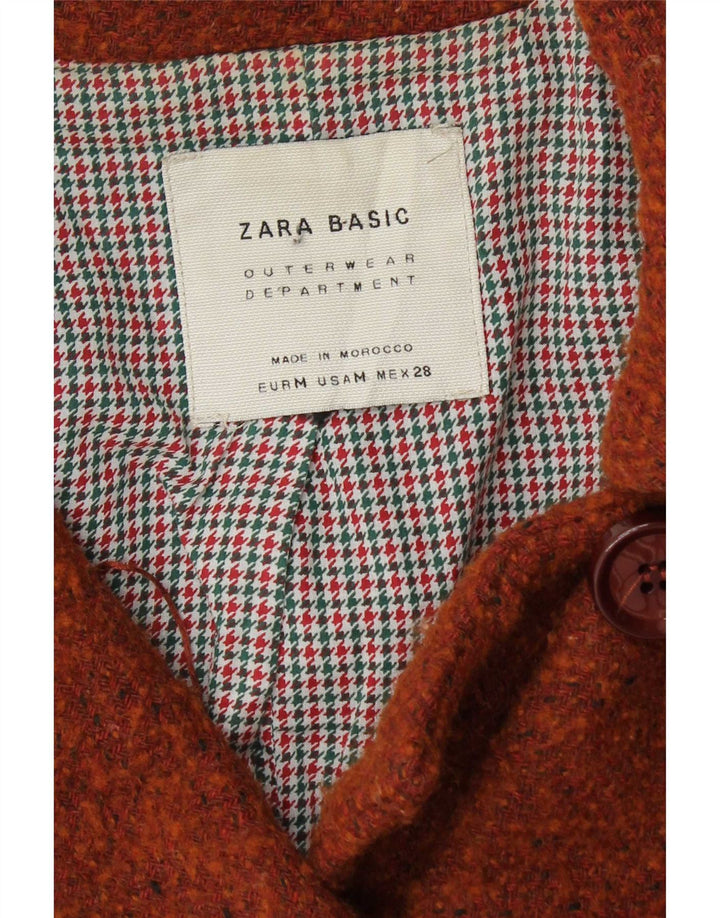 Zara Mujer Abrigo Cruzado UK 42 Lana Marrón Medio