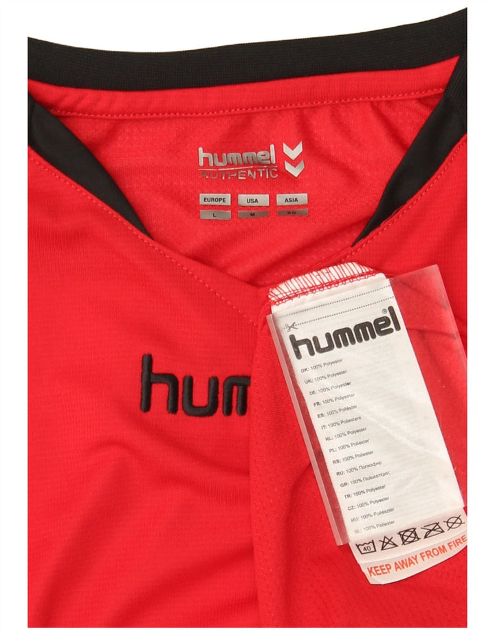 Hummel - Camiseta gráfica para hombre, talla grande, poliéster rojo