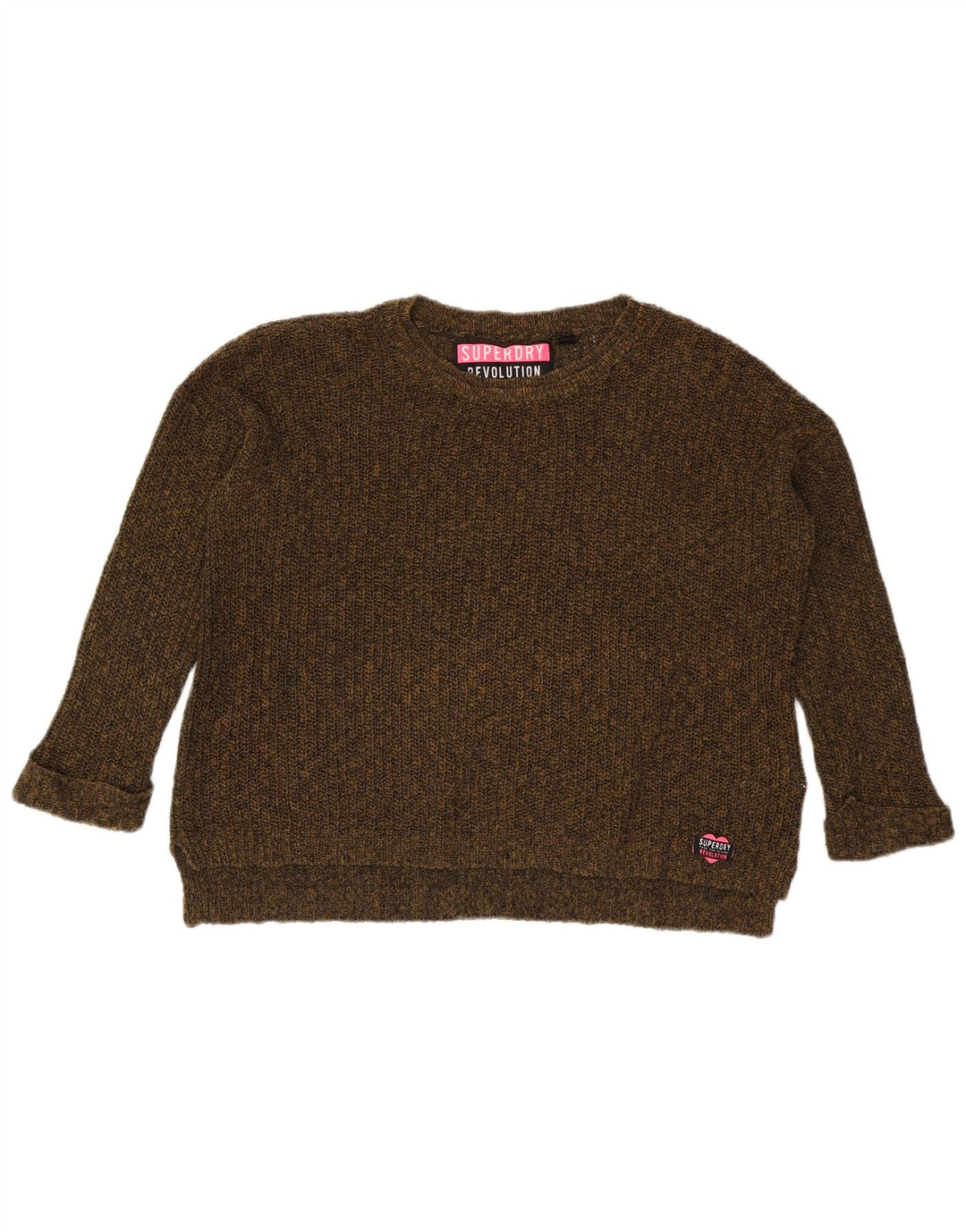 Superdry Jersey extragrande con cuello barco para mujer, talla 40, color caqui mediano