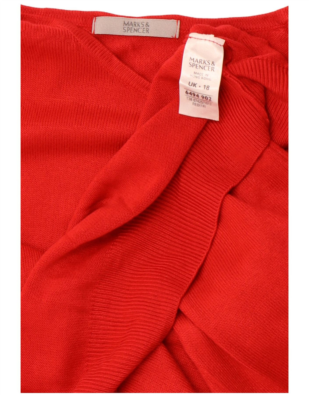 MARKS & SPENCER Suéter tipo jersey con cuello barco para mujer UK 40 XL Acrílico rojo