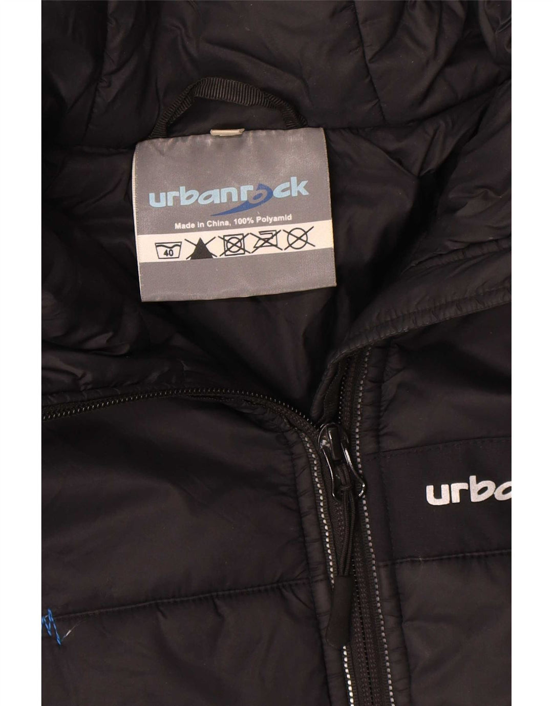 Urbanrock Chaqueta acolchada con capucha para hombre UK 40 Large Poliéster negro