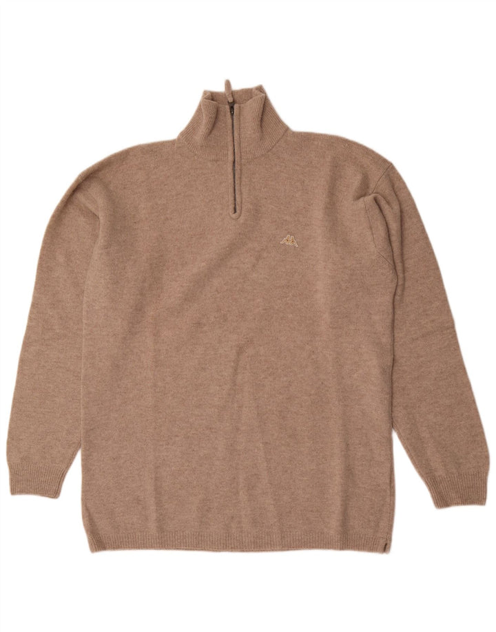 Kappa Mens Zip Neck Jumper Sweater 2XL Beige Lana