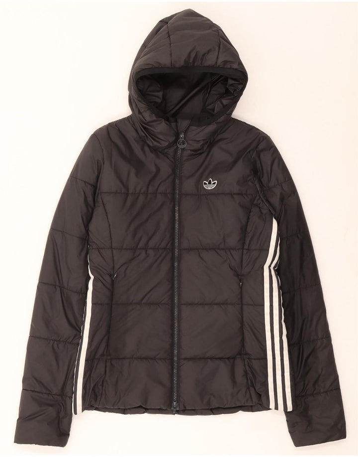 Adidas Chaqueta acolchada con capucha para mujer UK 10 Small Poliéster negro