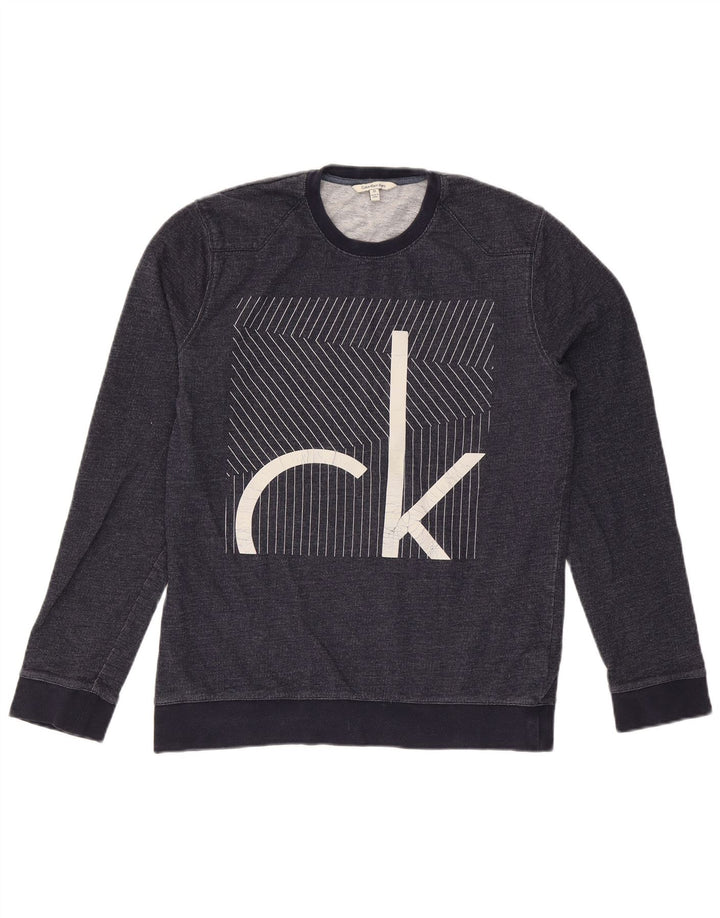 Calvin Klein Jeans Hombre Sudadera Gráfica Jumper Medium Azul Marino