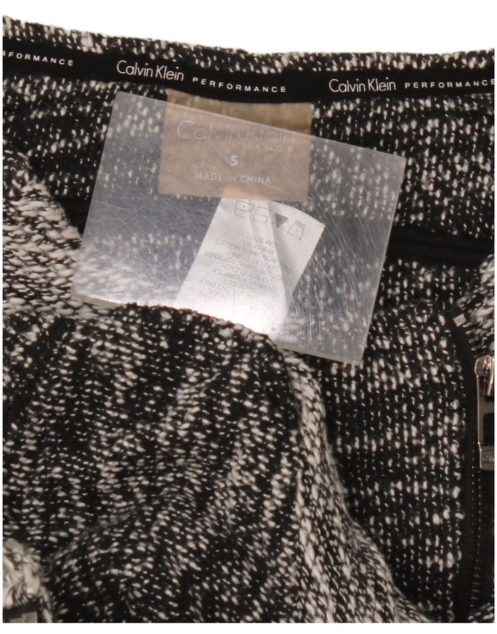 CALVIN KLEIN Chaqueta corta para mujer UK 10 Small Gris Colorblock Algodón