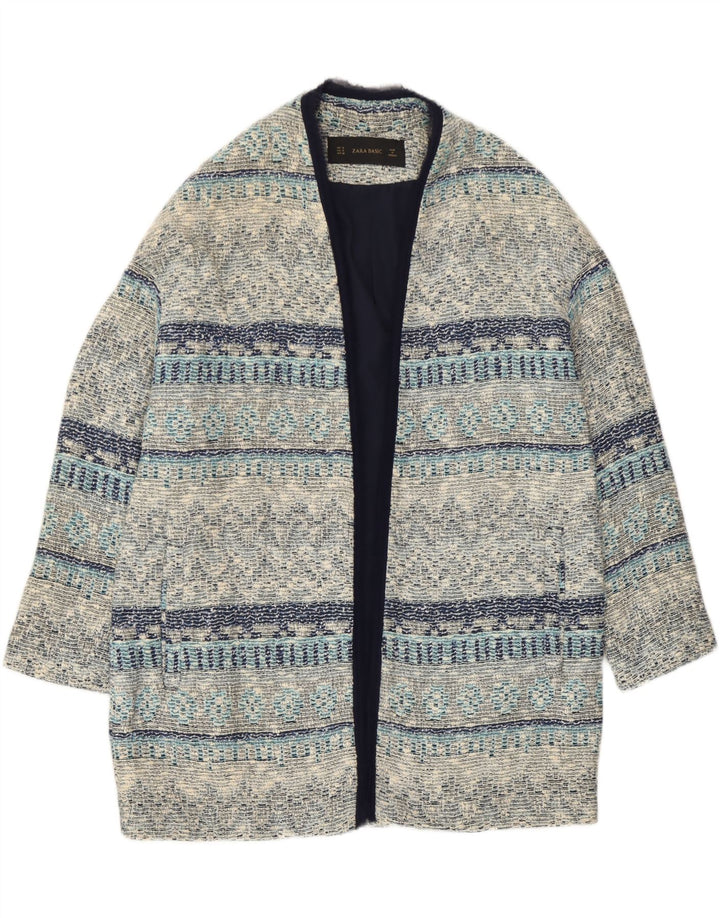 Zara Abrigo abierto para mujer UK 42 Rayas azules medianas