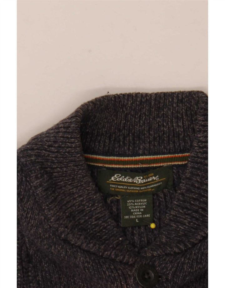 Eddie Bauer Suéter tipo jersey con cuello y botones para hombre, tamaño grande, algodón moteado en azul marino