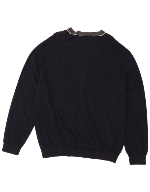 Marks & Spencer Suéter tipo cárdigan para hombre 2XL Lana merino azul marino