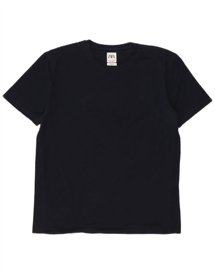ZARA Hombre Camiseta Slim Fit Top XL Azul Marino