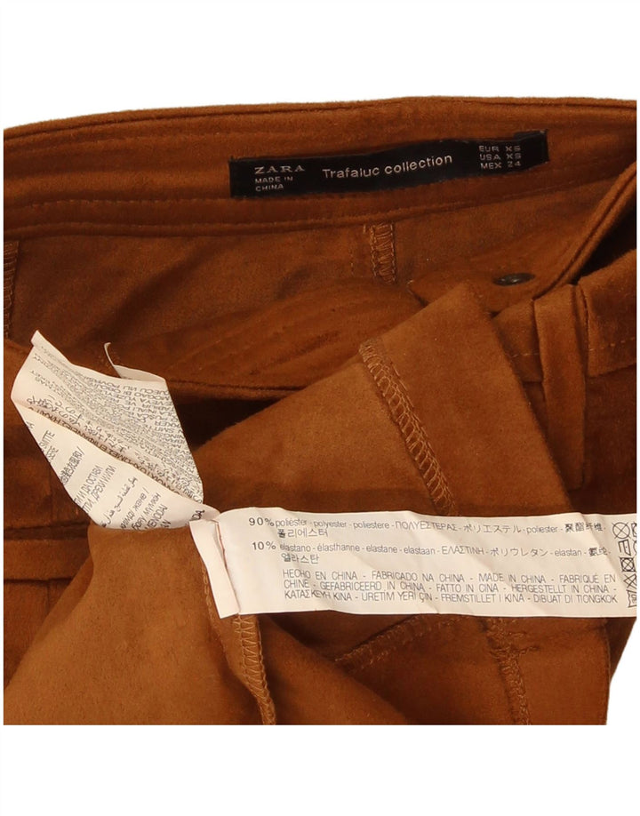 Zara Mujer Trafaluc Minifalda XS W24 Marrón Poliéster
