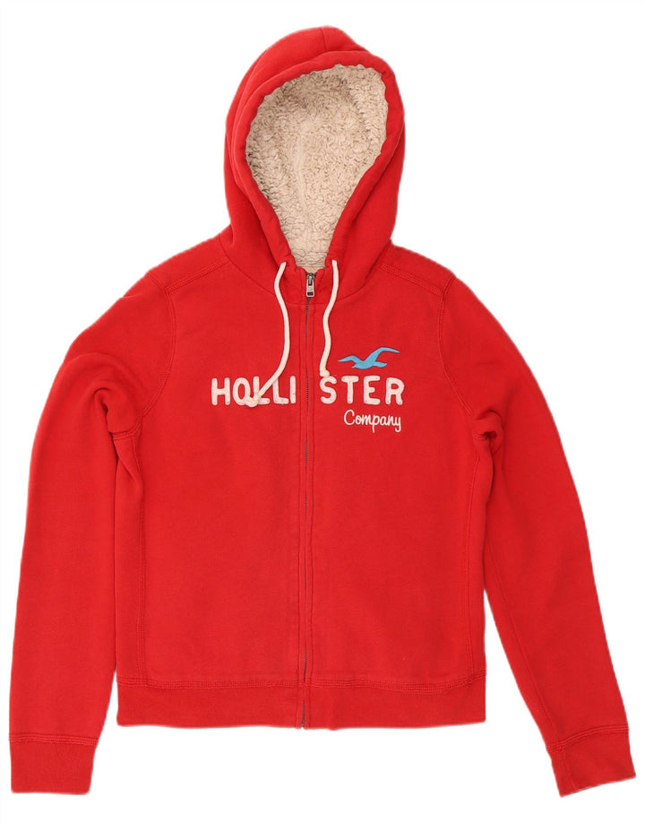 HOLLISTER Suéter con capucha y cremallera gráfica para mujer Reino Unido 40 Grande Algodón rojo