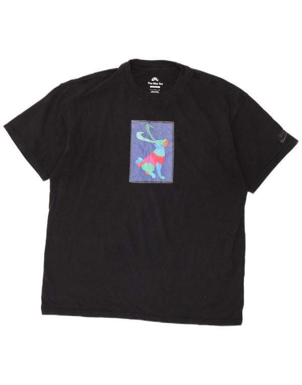 Nike Camiseta holgada con gráfico para hombre, talla grande, color negro