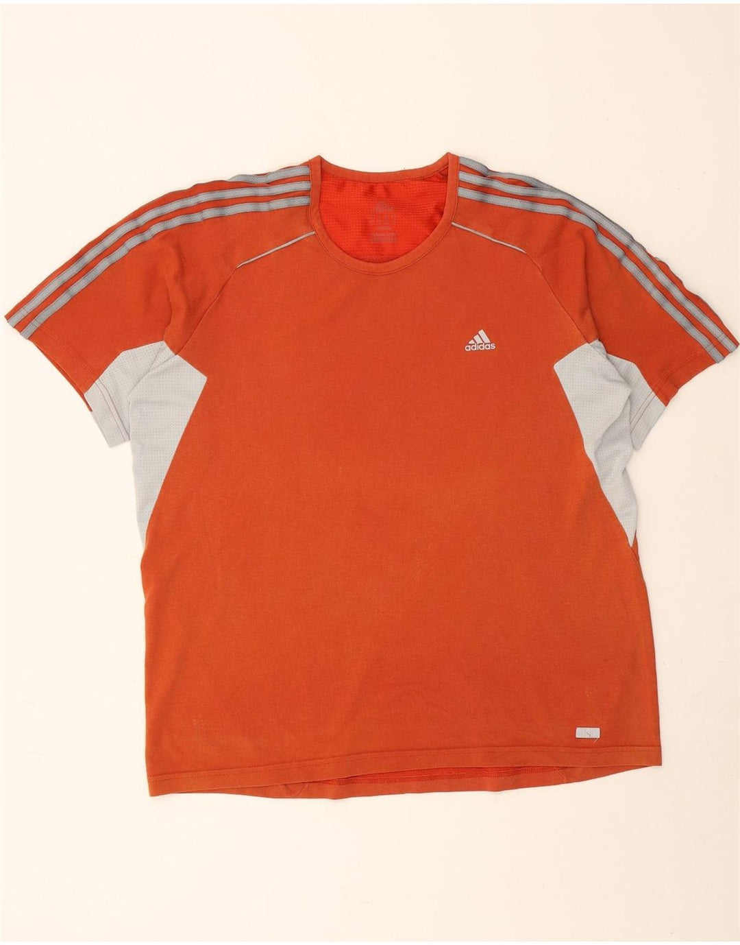 ADIDAS Hombre Camiseta Top Grande Naranja Colorblock Algodón