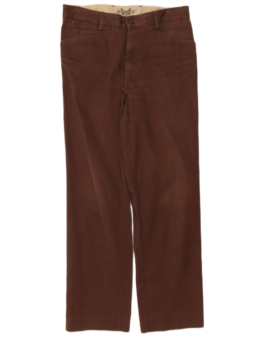 AVIREX Pantalones casuales rectos para hombre W32 L30 Algodón marrón