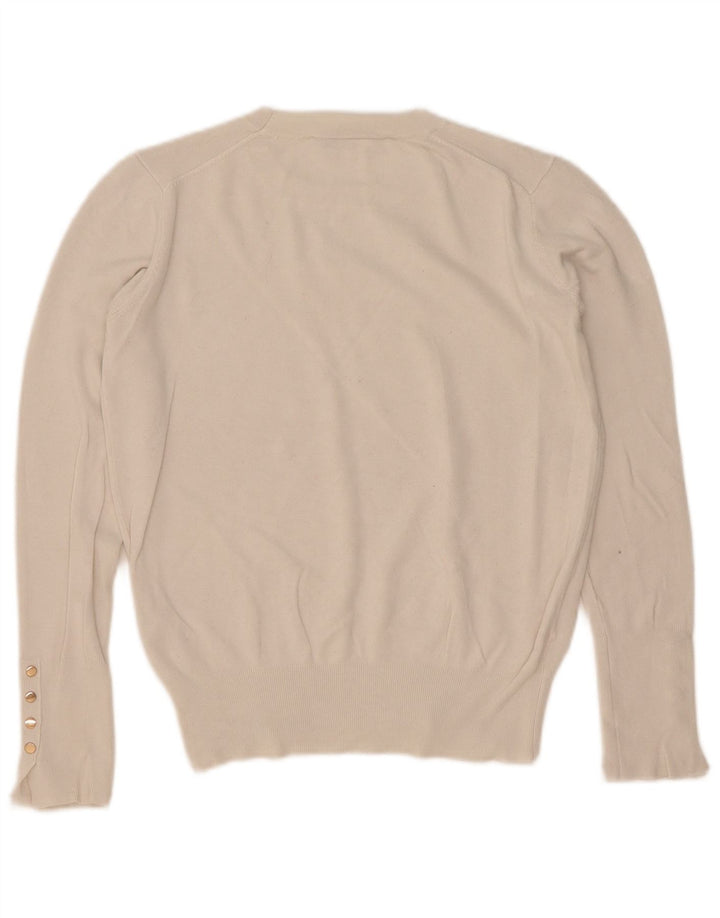 Zara - Jersey de cuello redondo para mujer, talla 40, viscosa blanca mediana