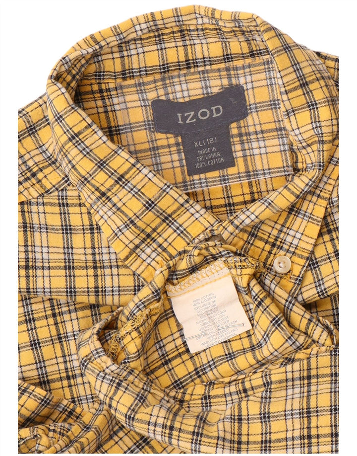 IZOD Camisa Manga Corta Niño 15-16 Años XL Amarillo Cuadros Algodón