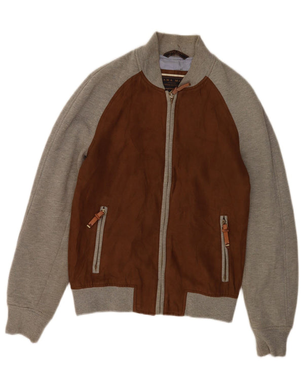 Zara Hombre Cazadora Bomber ES 38 Marrón Medio Poliéster Colorblock
