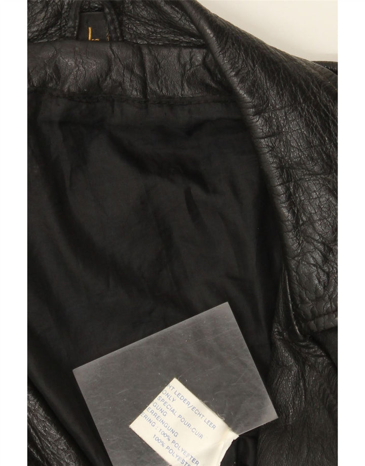 Vintage hombres cuero biker chaqueta Reino Unido 40 cuero negro grande