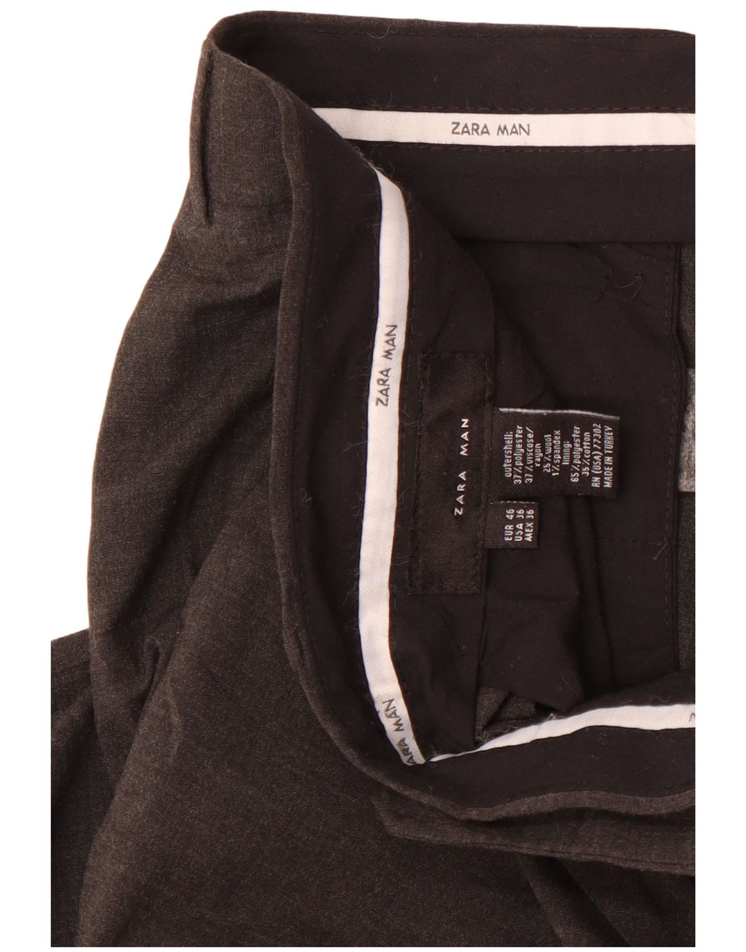 Zara Pantalón de traje recto para hombre EU 46 XL W36 L29 Gris Poliéster