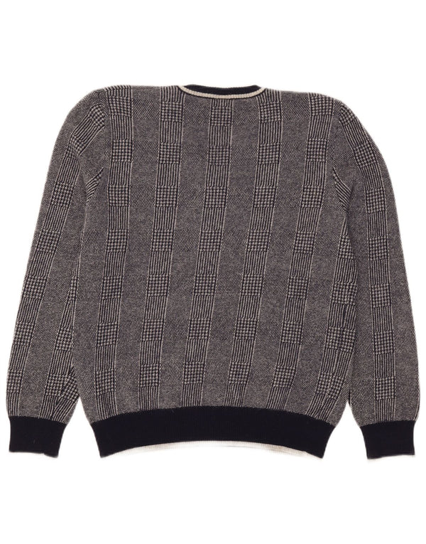 Marina Yachting Jersey para Mujer con Cuello en V UK 40 XL Lana a Cuadros Gris
