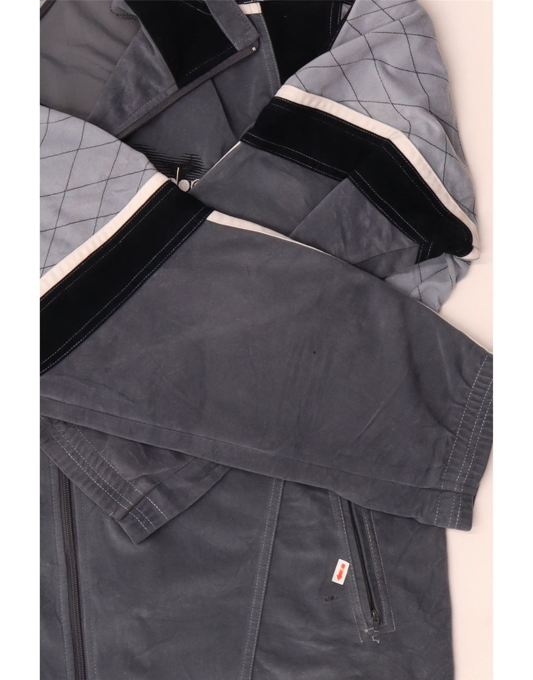 DIADORA Chaqueta de chándal de terciopelo gráfico para hombre UK 46 XL Gris Colorblock