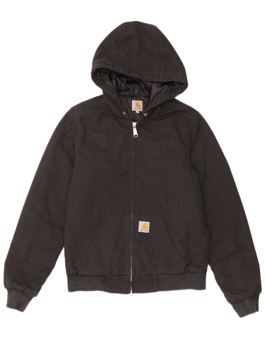 Carhartt Chaqueta bomber con capucha para mujer UK 6 XS Poliéster a cuadros negros