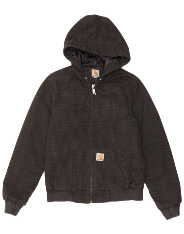 Carhartt Chaqueta bomber con capucha para mujer UK 6 XS Poliéster a cuadros negros