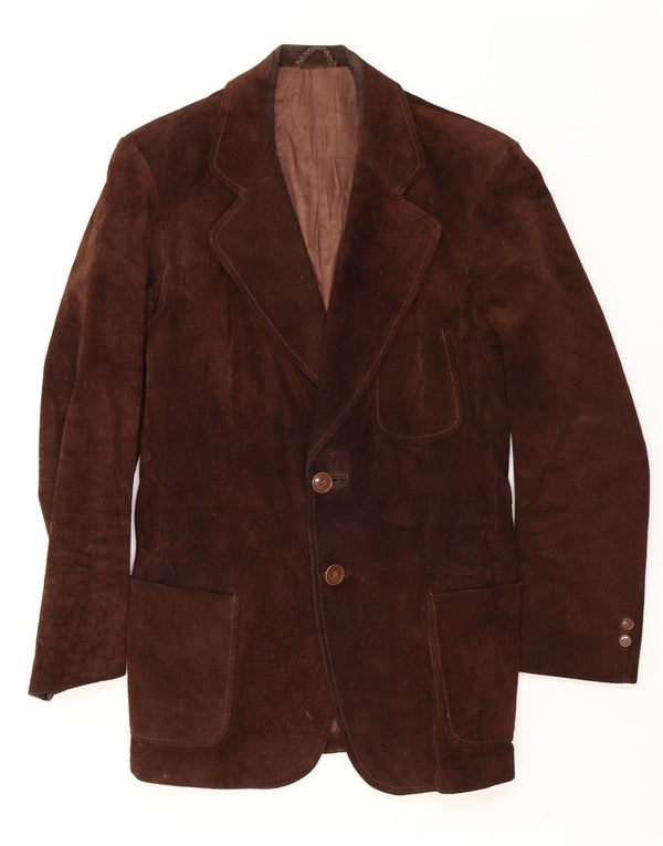 Vintage mujer ante chaqueta Reino Unido 14 cuero marrón medio