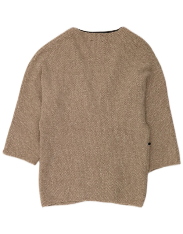 Zara Mujer Longline Open Cardigan Suéter UK 44 Medio Beige Acrílico