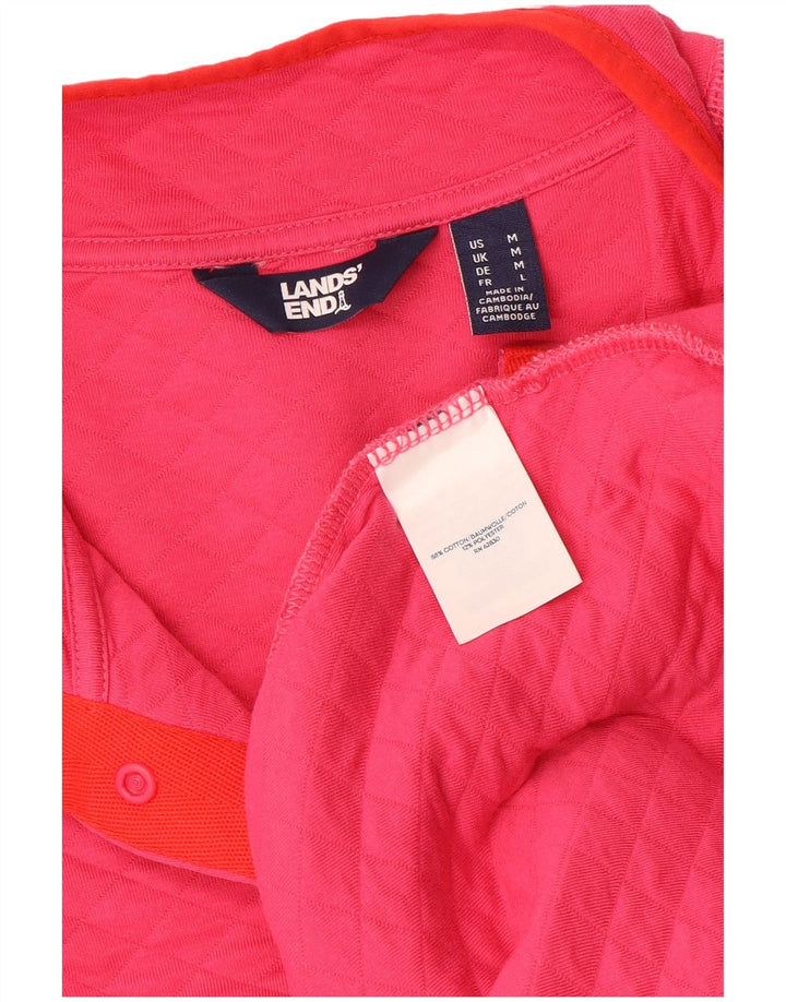 Lands End - Sudadera con cuello y botones para mujer, talla 40, color rosa mediano
