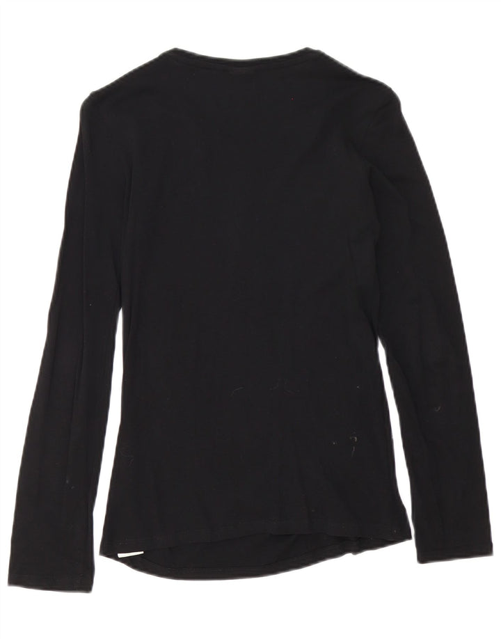 Diesel Mujer Top Gráfico Manga Larga UK 8 Small Algodón Negro