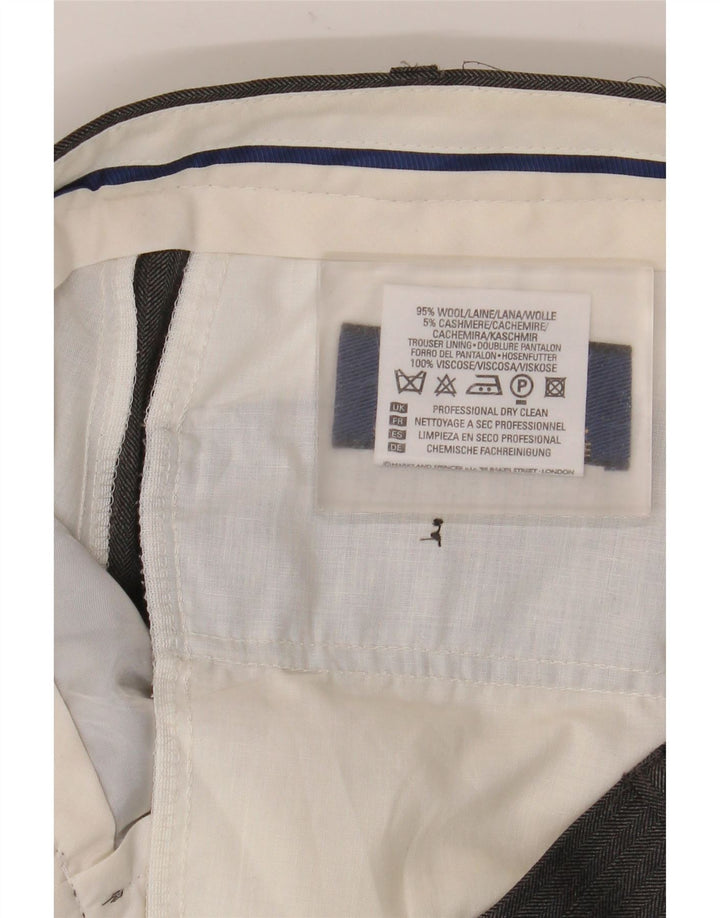 Marks & Spencer Pantalón de traje recto para hombre W36 L31 Lana en espiga gris