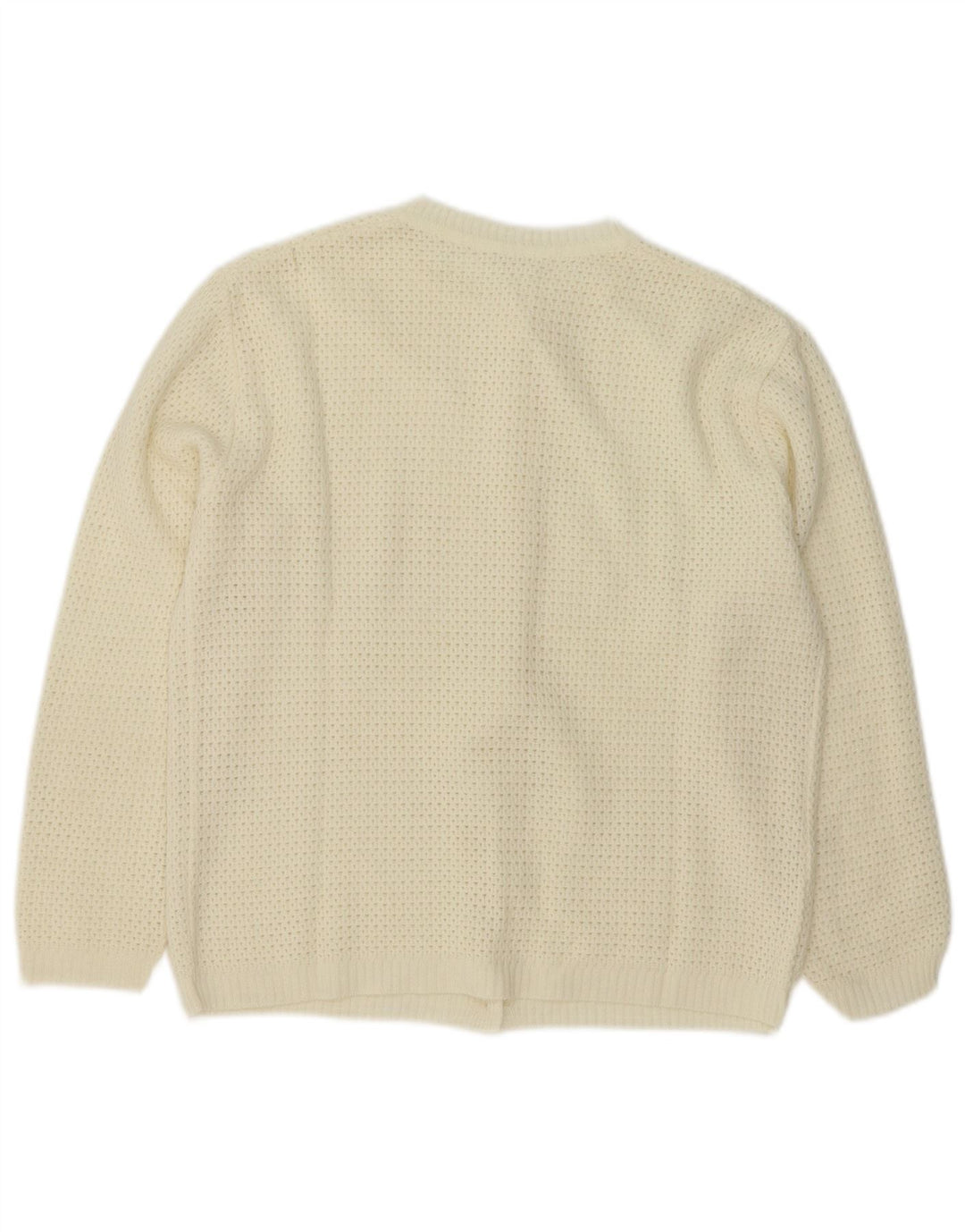 Vintage mujer Cardigan suéter Reino Unido 14 medio blanco
