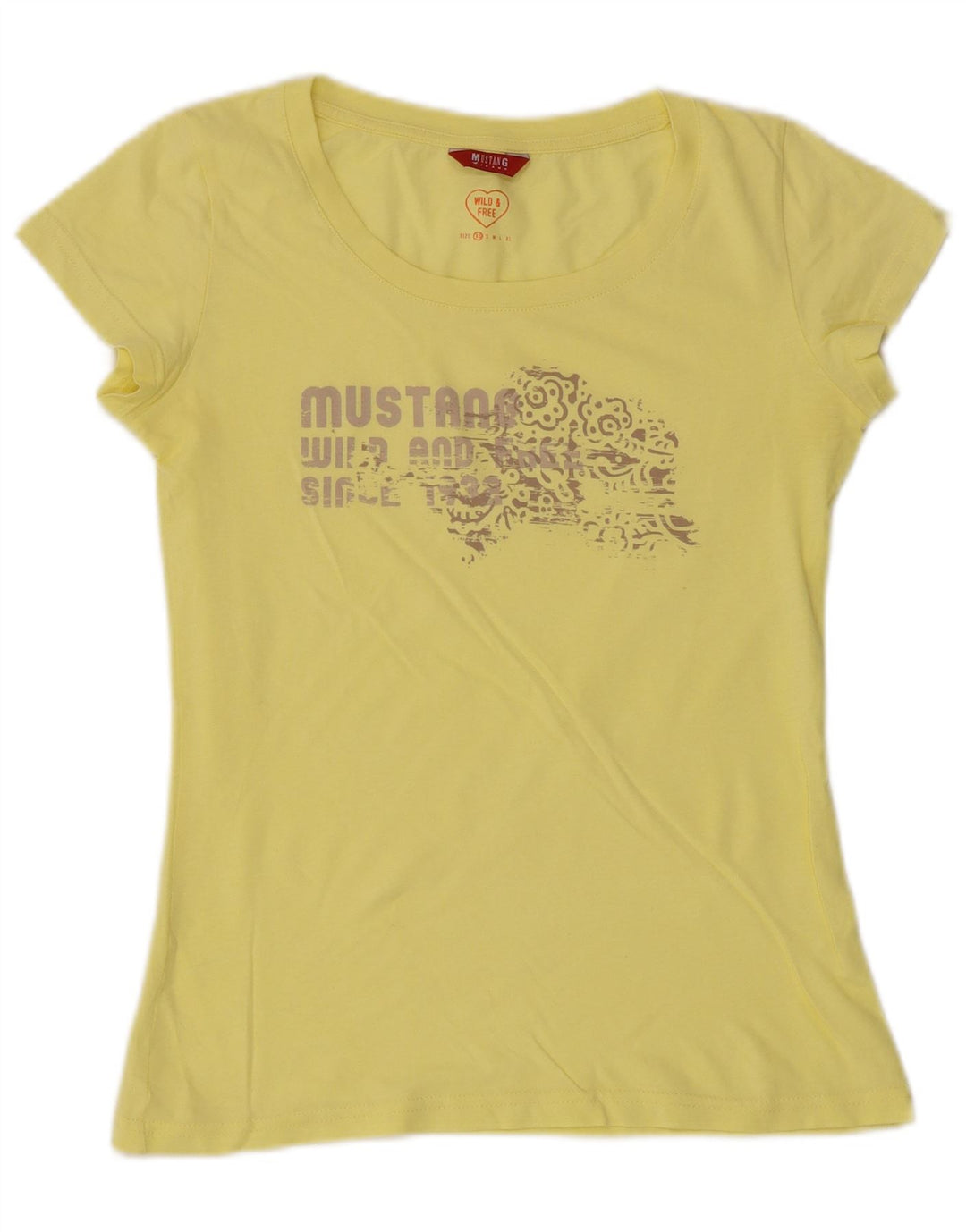 MUSTANG Camiseta gráfica para mujer Top UK 6 XS Amarillo