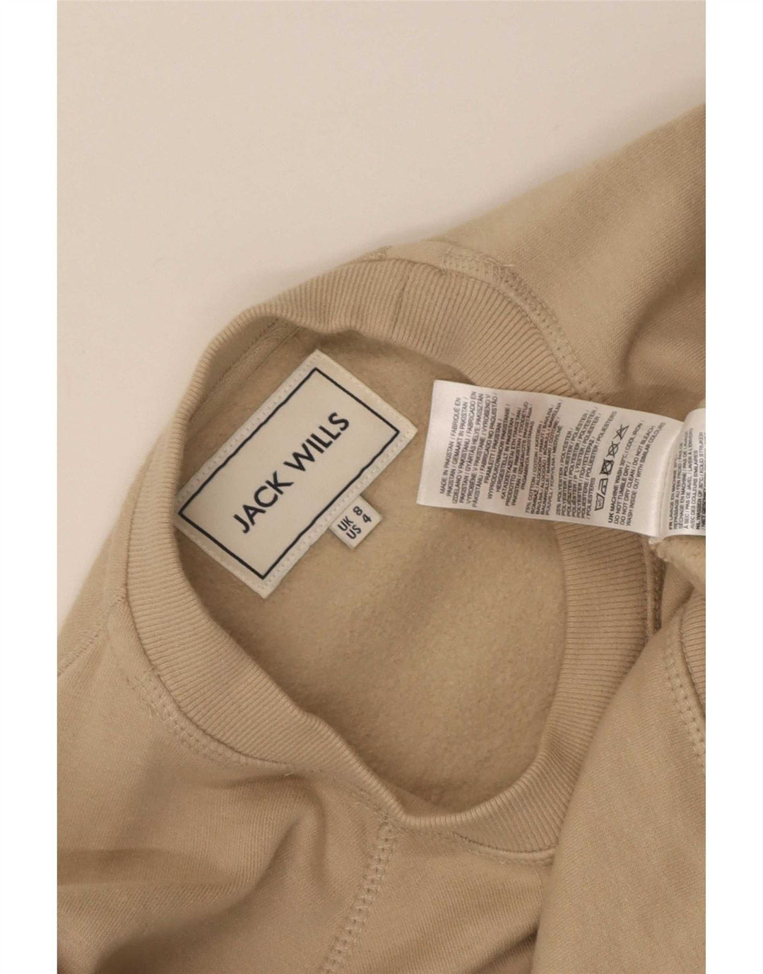 Jack Wills Sudadera extragrande para mujer, talla 8, algodón beige pequeño