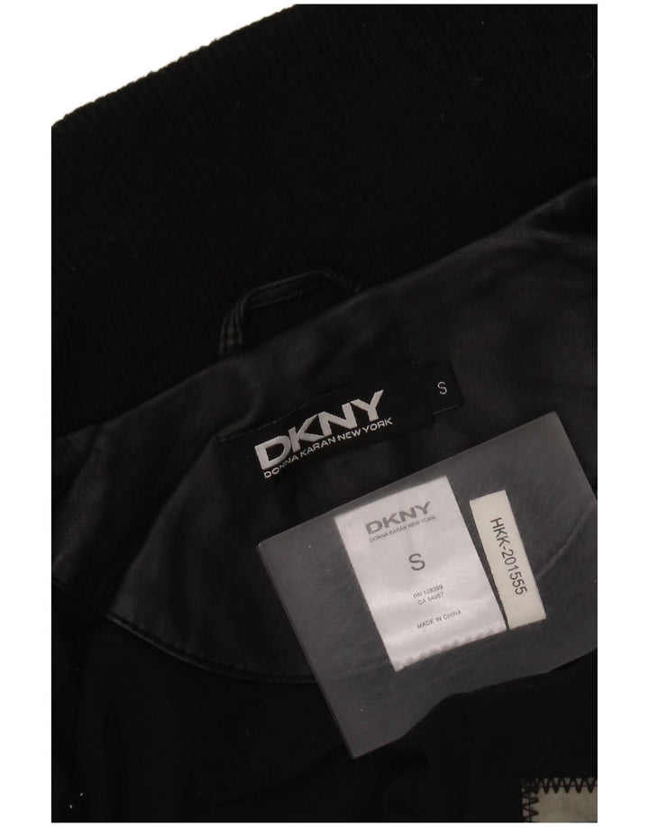 Dkny Chaqueta de cuero para hombre UK 36 Small Black Leather