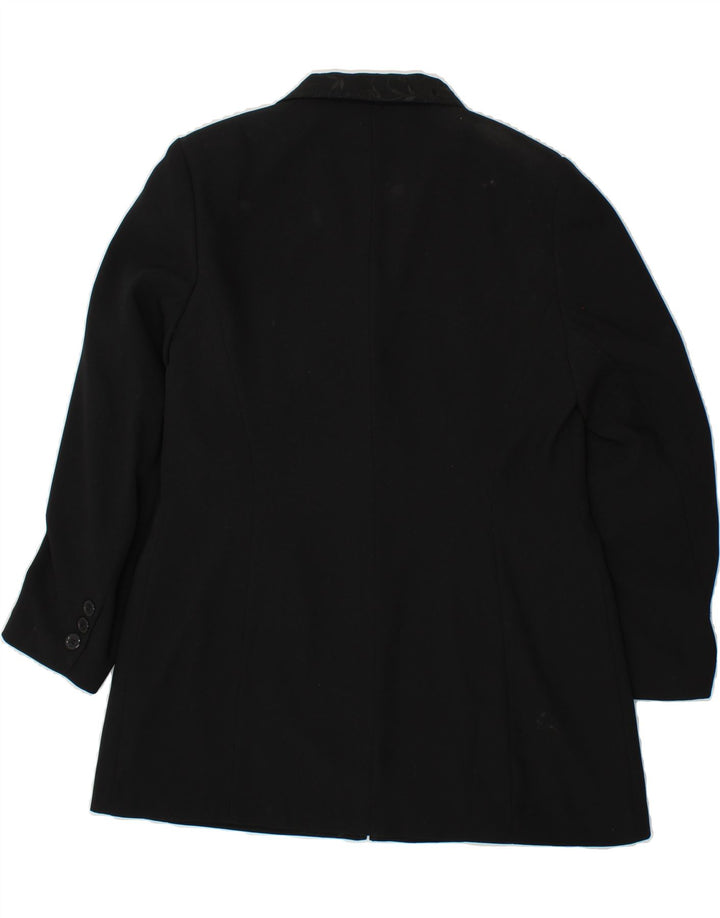 VINTAGE Womens 3 Button Blazer Jacket UK 14 Large Black Polyester Vintage Vintage and Second-Hand Vintage from Messina Hembry 