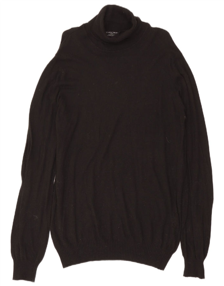 Zara Hombre Jersey Jersey Cuello Vuelto XL Viscosa Negro