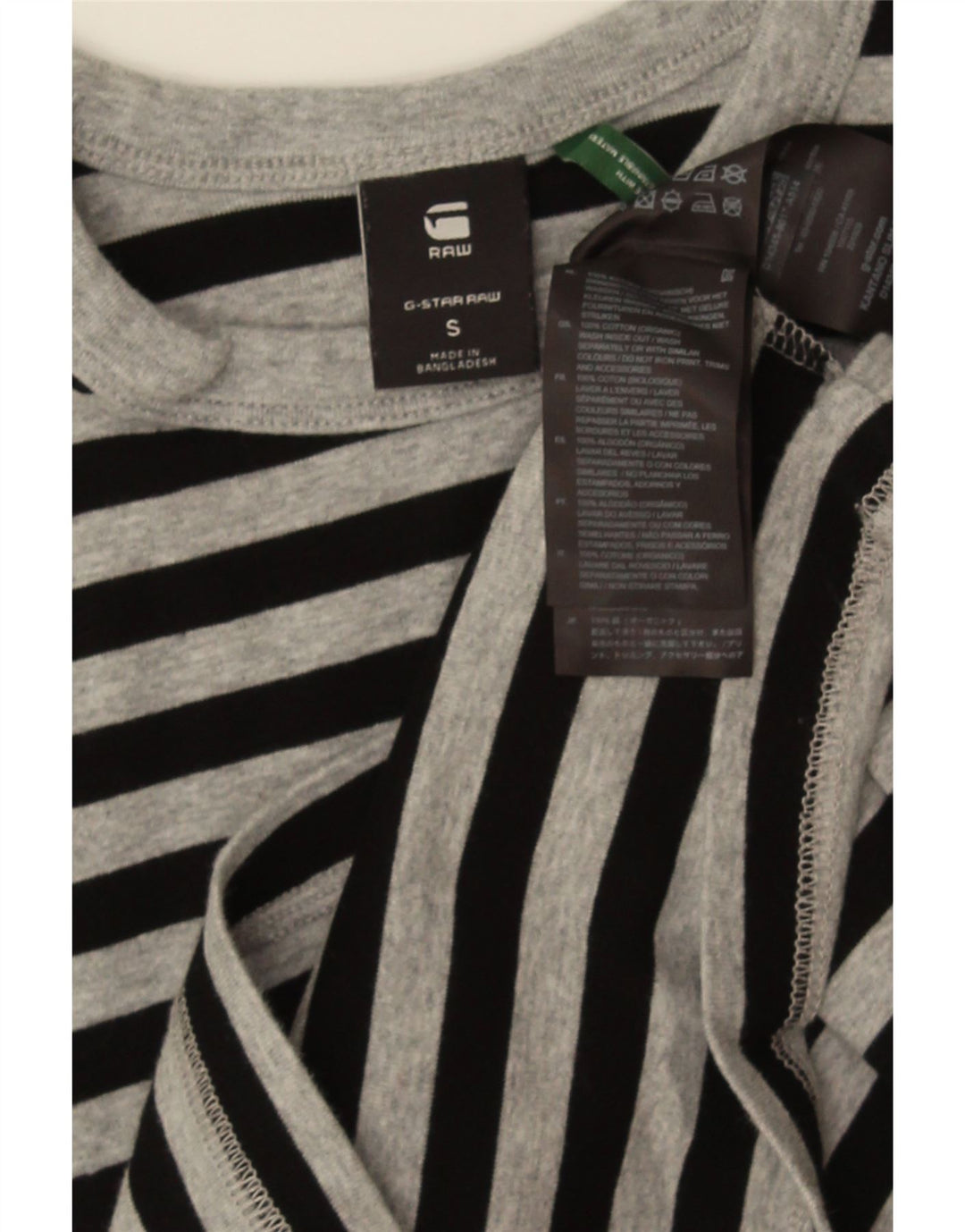 G-STAR Hombre Camiseta Top Small Negro Rayas Algodón