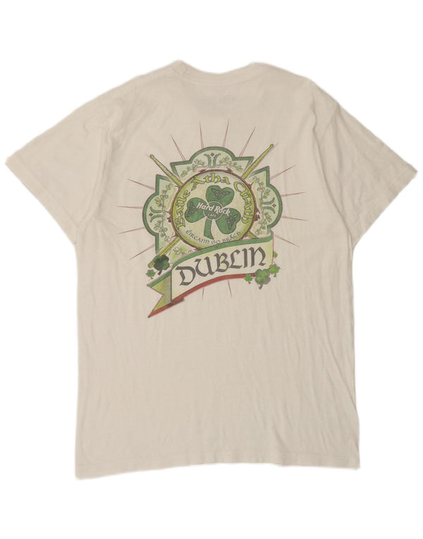 Hard Rock Cafe - Camiseta con gráfico de Dublín para hombre, algodón blanco mediano