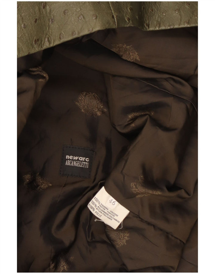 Chaqueta de cuero vintage para mujer IT 46 cuero caqui grande