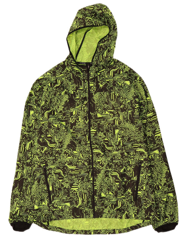 Nike Chaqueta impermeable con capucha para correr para hombre UK 42 XL Poliéster geométrico verde