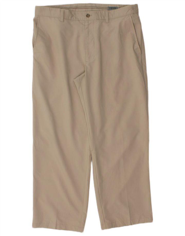 Pantalón chino recto Izod para hombre W36 L28 Poliéster beige