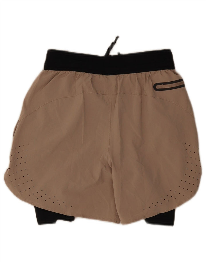 Nike Pantalones cortos deportivos para mujer UK 8 Small Beige Colorblock Poliéster
