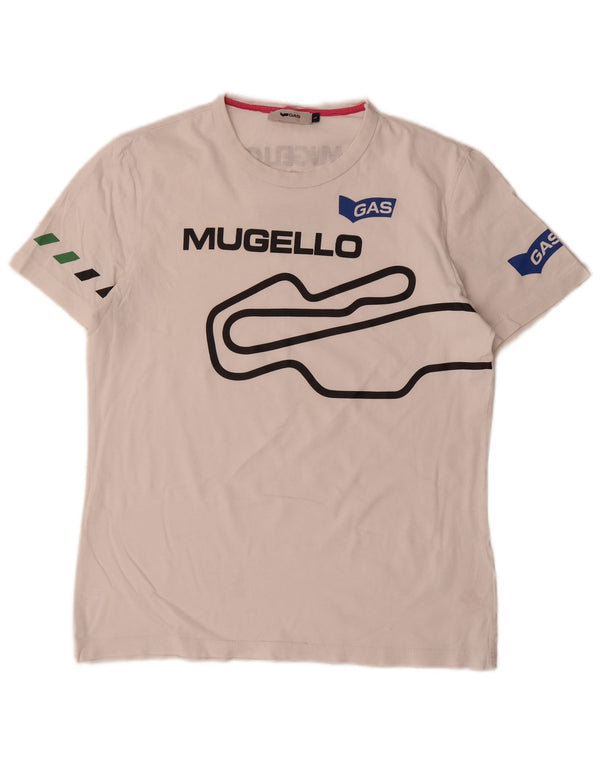 Gas - Camiseta gráfica para hombre, talla grande, algodón blanco