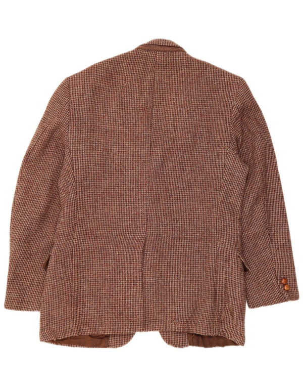 Harris Tweed Chaqueta tipo blazer de 2 botones para hombre UK 36 Small Brown Houndstooth