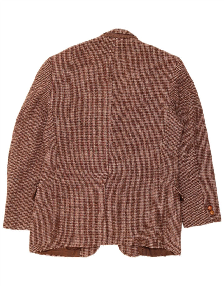 Harris Tweed Chaqueta tipo blazer de 2 botones para hombre UK 36 Small Brown Houndstooth